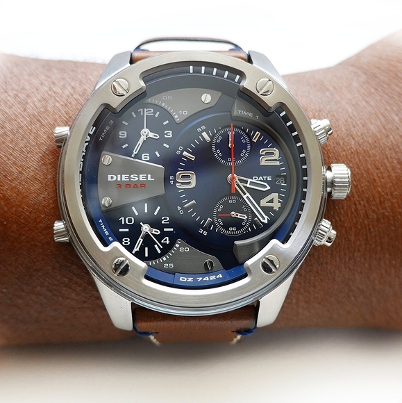 Diesel Other - DIESEL BOLTDOWN THREE HAND BROWN LEATHER WATCH